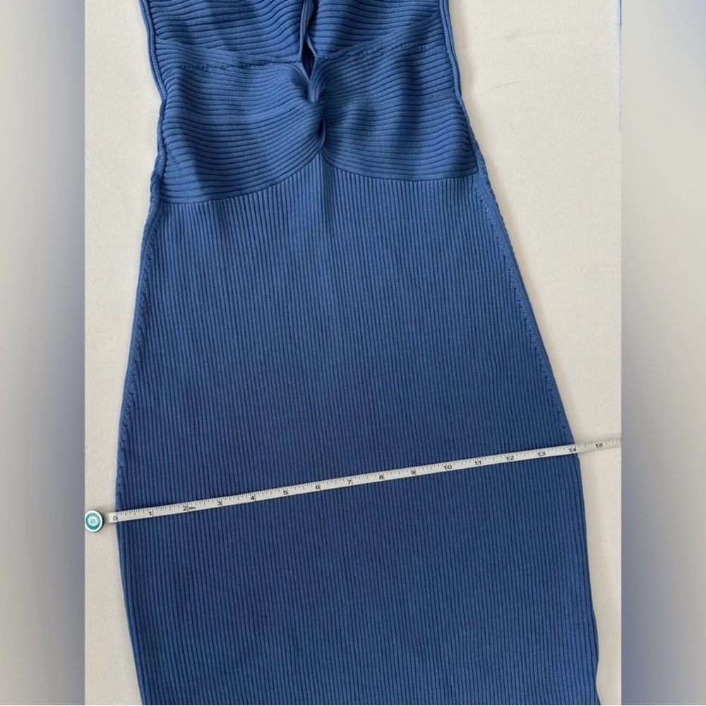 Cult Gaia Blue Ribbed Cut Out Bodycon Dress - Picture 4 of 8